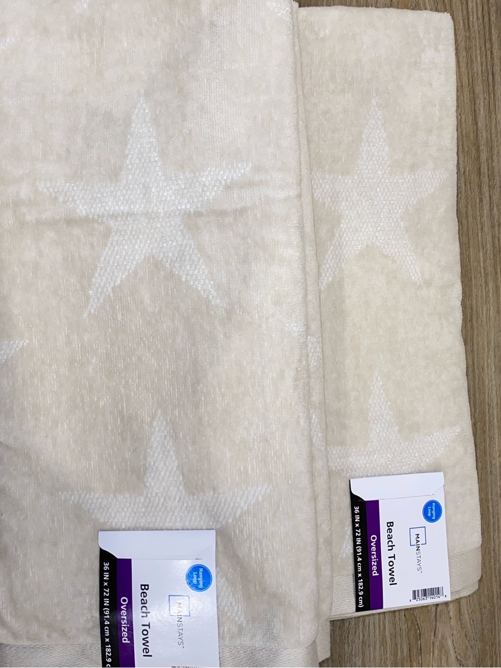 Mainstays Cream and White Star Beach Towel Set